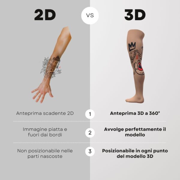 3D Model Procreate tattoo - Gamba Uomo SX - <h4><strong>Modello 3D Procreate per Simulare l'anteprima interattiva del tatuaggio</strong></h4> <img class="alignnone size-full wp-image-1204" src="https://www.artegraffa.it/wp-content/uploads/2024/05/2-3.png" alt="" width="313" height="94" data-wp-editing="1" /> <ul> <li><strong>7 livelli Colore</strong> della pelle</li> <li><strong>1 livello righello</strong> per squadratura stancil</li> <li><strong>1 livello Texture 2D</strong> realistica</li> <li><strong>Importa o disegna</strong> il tuo progetto</li> <li><strong>Compatibile con Procreate</strong> App (disponibile solo per <strong>Apple iPad</strong>)</li> <li><strong>Prodotto digitale</strong> pronto al download</li> <li><strong>Facile da installare</strong> su Procreate</li> <li><a href="https://www.artegraffa.it/installazione-del-prodotto/"><strong>Istruzioni d'installazione</strong></a></li> </ul> <strong>DOWNLOAD ILLIMITATI </strong> <em>Per scaricare i tuoi prodotti dal sito ArteGraffa® devi </em><strong><a href="https://www.artegraffa.it/mio-account/" target="_blank" rel="noopener">Creare la tua utenza</a></strong> <img class="alignnone wp-image-1203 size-full" src="https://www.artegraffa.it/wp-content/uploads/2024/05/1-4.png" alt="" width="313" height="94" />