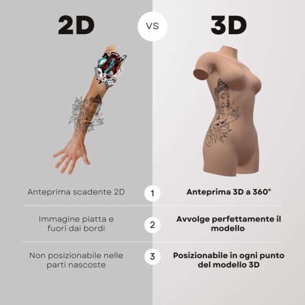 3D Model Procreate tattoo - Busto Donna - <h4><strong>Modello 3D Procreate per Simulare l'anteprima interattiva del tatuaggio</strong></h4> <img class="alignnone size-full wp-image-1204" src="https://www.artegraffa.it/wp-content/uploads/2024/05/2-3.png" alt="" width="313" height="94" data-wp-editing="1" /> <ul> <li><strong>7 livelli Colore</strong> della pelle</li> <li><strong>1 livello righello</strong> per squadratura stancil</li> <li><strong>1 livello Texture 2D</strong> realistica</li> <li><strong>Importa o disegna</strong> il tuo progetto</li> <li><strong>Compatibile con Procreate</strong> App (disponibile solo per <strong>Apple iPad</strong>)</li> <li><strong>Prodotto digitale</strong> pronto al download</li> <li><strong>Facile da installare</strong> su Procreate</li> <li><a href="https://www.artegraffa.it/installazione-del-prodotto/"><strong>Istruzioni d'installazione</strong></a></li> </ul> <strong>DOWNLOAD ILLIMITATI </strong> <em>Per scaricare i tuoi prodotti dal sito ArteGraffa® devi </em><strong><a href="https://www.artegraffa.it/mio-account/" target="_blank" rel="noopener">Creare la tua utenza</a></strong> <img class="alignnone wp-image-1203 size-full" src="https://www.artegraffa.it/wp-content/uploads/2024/05/1-4.png" alt="" width="313" height="94" />