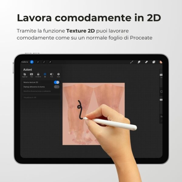 disegnare su texture modello 3d procreate per tatuatori