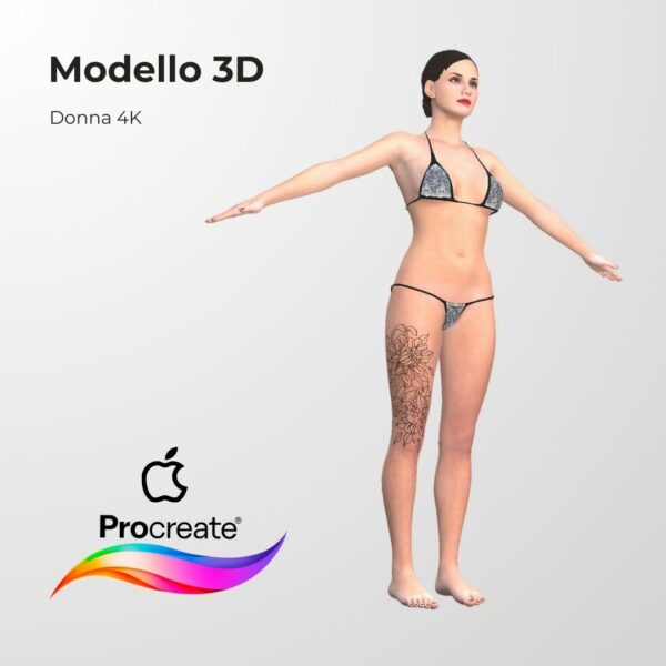 modello 3d corpo umano donna con pelle realistica